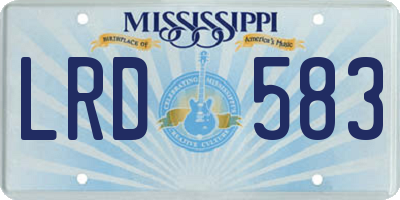 MS license plate LRD583