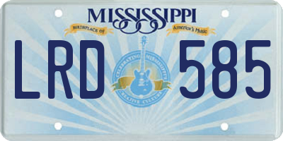 MS license plate LRD585