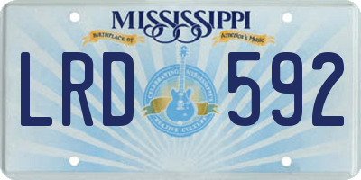 MS license plate LRD592