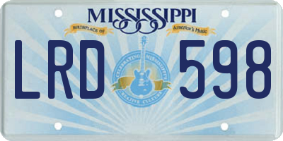 MS license plate LRD598