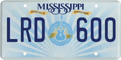 MS license plate LRD600