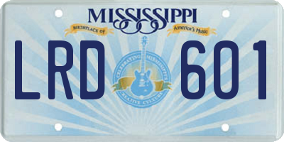 MS license plate LRD601