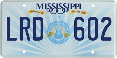 MS license plate LRD602