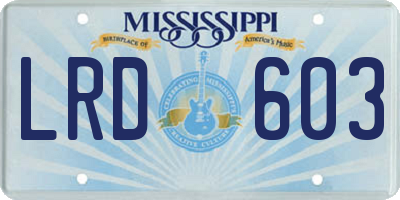 MS license plate LRD603