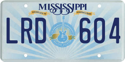 MS license plate LRD604