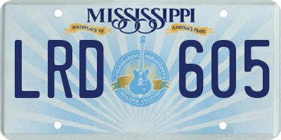 MS license plate LRD605