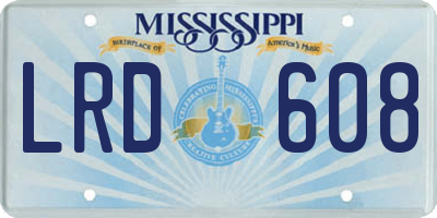 MS license plate LRD608