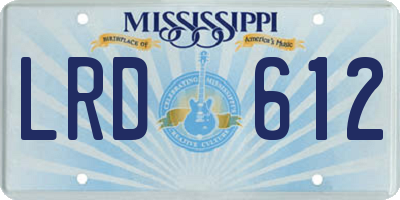 MS license plate LRD612