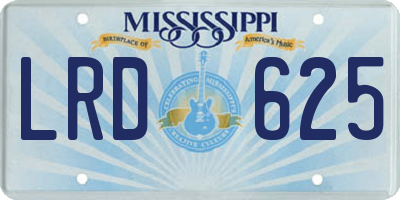 MS license plate LRD625
