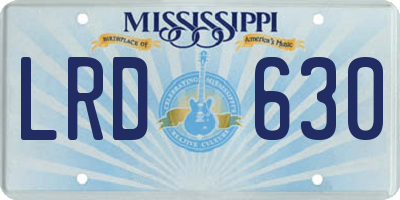 MS license plate LRD630