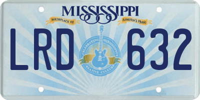 MS license plate LRD632
