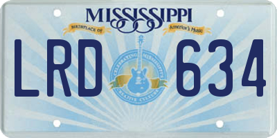 MS license plate LRD634