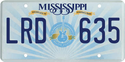MS license plate LRD635