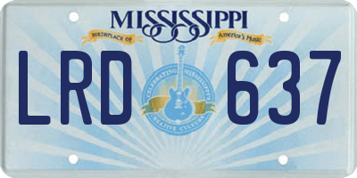 MS license plate LRD637