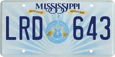 MS license plate LRD643