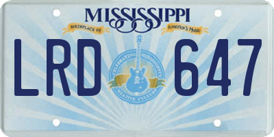 MS license plate LRD647