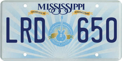 MS license plate LRD650