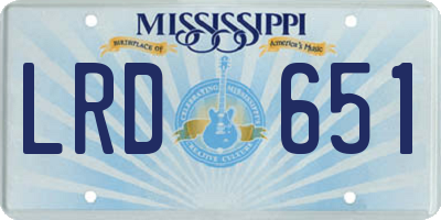 MS license plate LRD651