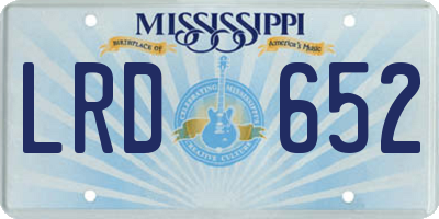 MS license plate LRD652