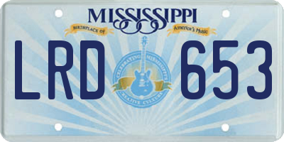 MS license plate LRD653