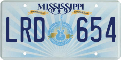 MS license plate LRD654