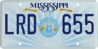MS license plate LRD655
