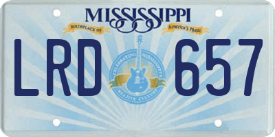 MS license plate LRD657