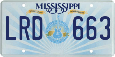 MS license plate LRD663