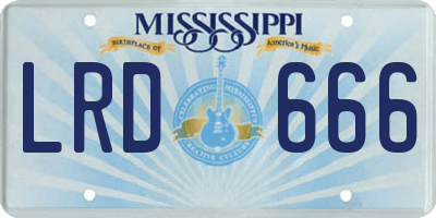 MS license plate LRD666