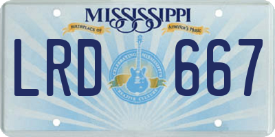 MS license plate LRD667