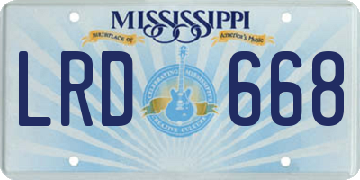 MS license plate LRD668