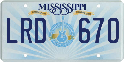 MS license plate LRD670