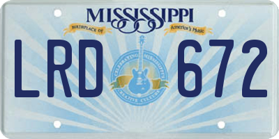MS license plate LRD672