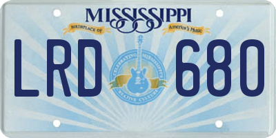 MS license plate LRD680