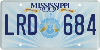 MS license plate LRD684