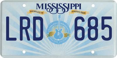 MS license plate LRD685