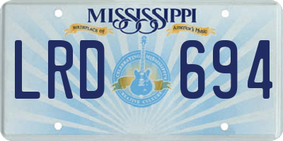 MS license plate LRD694