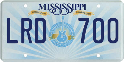 MS license plate LRD700