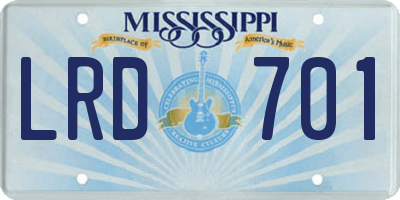 MS license plate LRD701