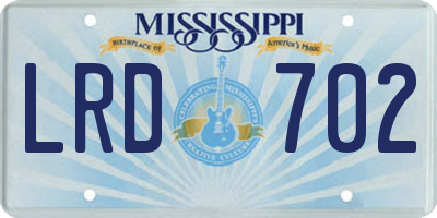 MS license plate LRD702