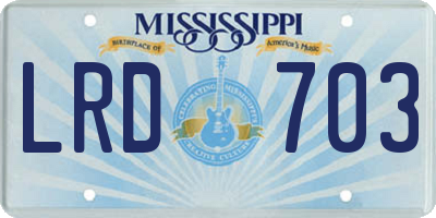 MS license plate LRD703