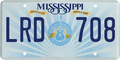 MS license plate LRD708