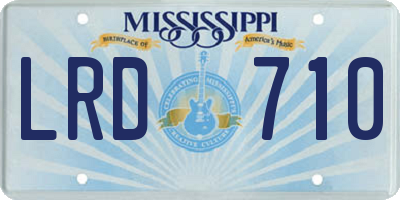 MS license plate LRD710