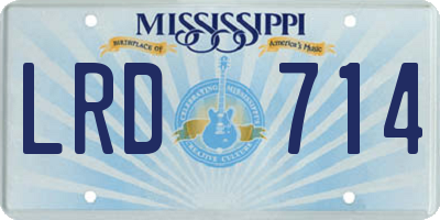 MS license plate LRD714