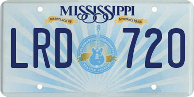 MS license plate LRD720