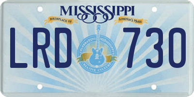 MS license plate LRD730
