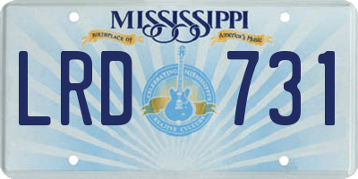 MS license plate LRD731