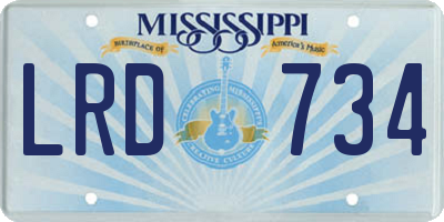 MS license plate LRD734