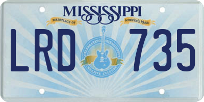 MS license plate LRD735