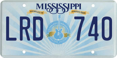 MS license plate LRD740